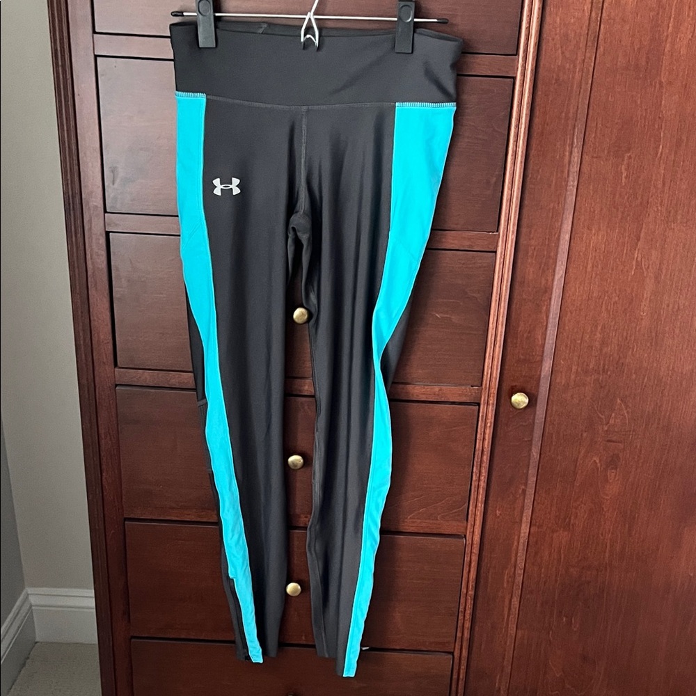 Under Armour Black and Teal Athletic Leggings